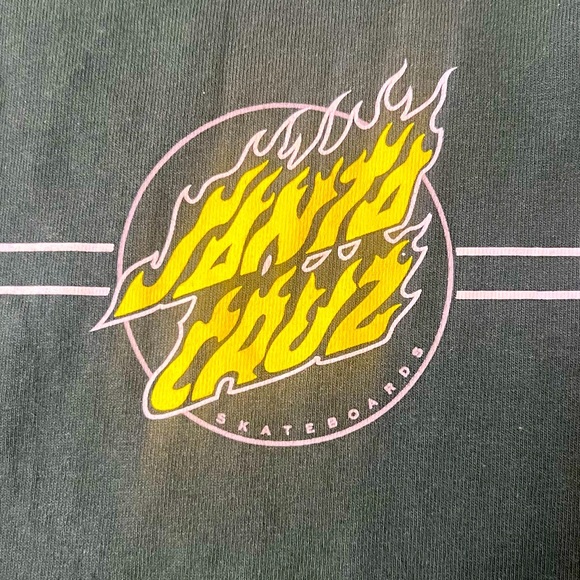 Santa Cruz Green Graphic T-Shirt with Yellow Logo Medium - Picture 3 of 4